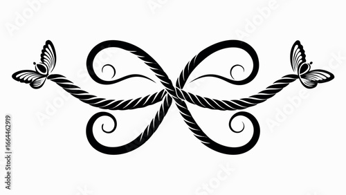 Vector art of butterfly and bow design