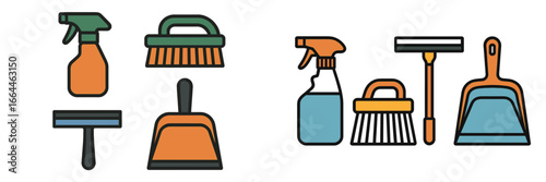 Cleaning Supplies Set with Spray Bottles and Dustpans