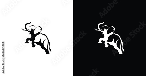Black Colored Elepant Outline Design Logo Inspiration Silhoutte Elepant Jump Logo