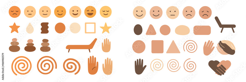 Fototapeta premium Abstract Shapes and Emotive Faces in Earth Tones