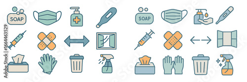 Health and Wellness Icons for Hygiene and Safety