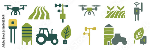 Smart Farming Technology Icons, Minimalist flat design