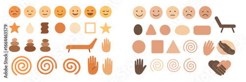 Abstract Shapes and Emotive Faces in Earth Tones