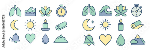 Wellness and Self-Care Symbols, Minimalist flat design