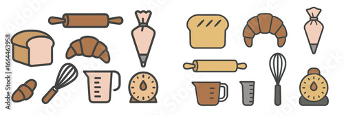Baking Utensils and Pastries Set, Minimalist flat design