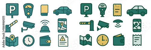 Parking Lot Management Symbols, Minimalist flat design