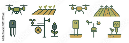 Smart Farming Technology Icons, Minimalist flat design