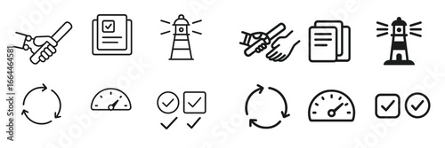 Business Icons for Strategy and Success, Minimalist flat design