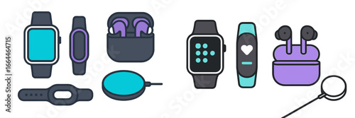Modern Wearable Technology Devices, Minimalist flat design
