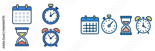 Time Management Icons Set, Minimalist flat design