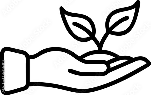 Gentle hand nurturing a young sprout illustration