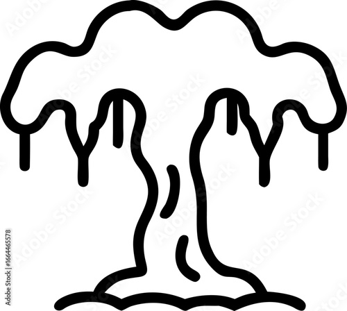 Elegant willow tree outline simple nature illustration