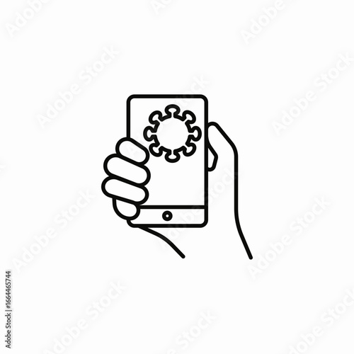 virus on phone icon sign vector