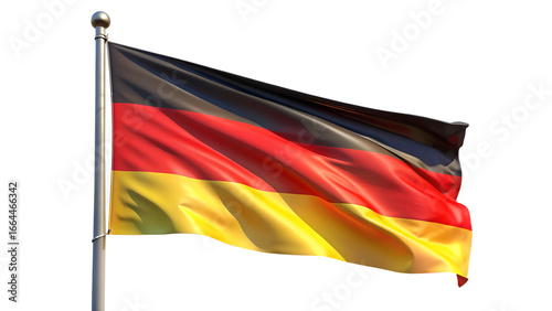 German flag waving in the wind isolated on transparent background, representing the nations identity, culture, and historical significance