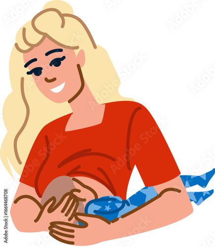 Mother breastfeeding her baby with love and care