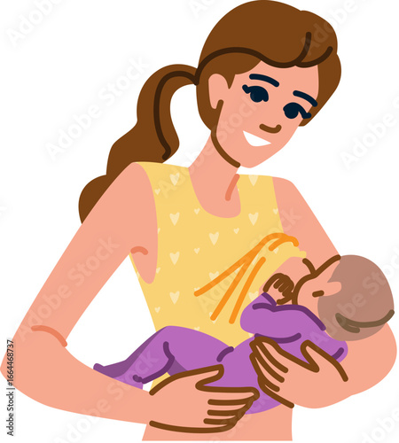 Smiling mother breastfeeding her baby, promoting health and bonding