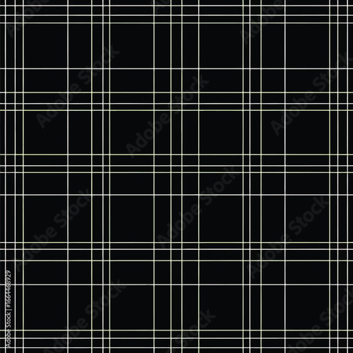 Seamless Pattern, Classic minimalist tartan pattern with subtle light yellow lines on a black backdrop Stock royalty free