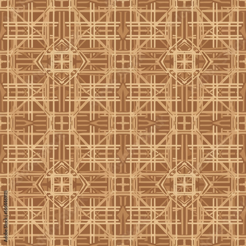 Seamless Pattern, Ornamental trellis pattern with geometric elements in brown and beige tones Stock royalty free image.