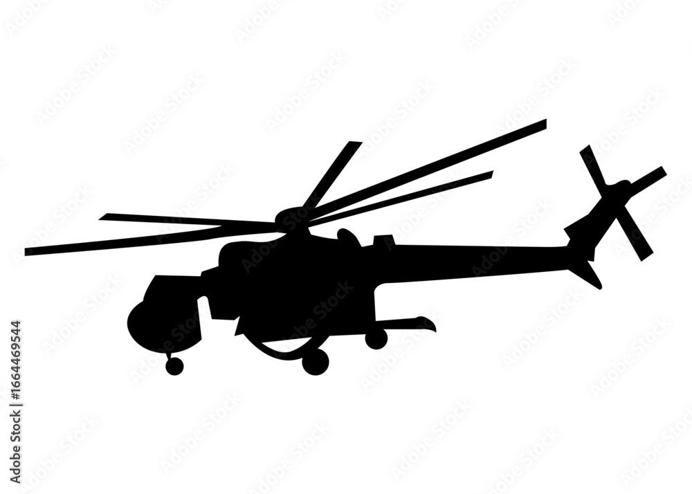 Fototapeta premium Silueta de helicóptero del servicio de extinción de incendios 