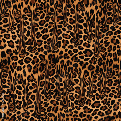 Seamless Pattern, Dripping leopard pattern creating a visually striking and wild abstract design Stock royalty free