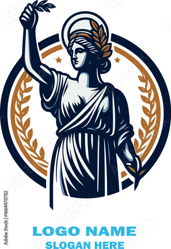 Estatua griega logo icon vector white background .