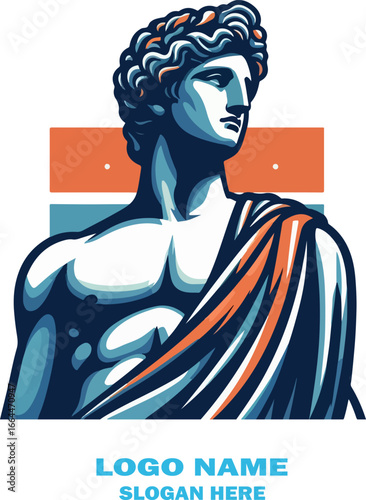 Estatua griega logo icon vector white background .
