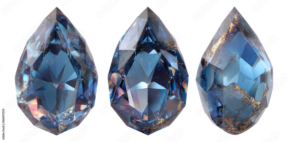 Fototapeta premium Isolated Blue Gemstones on a Transparent Background for Design Use