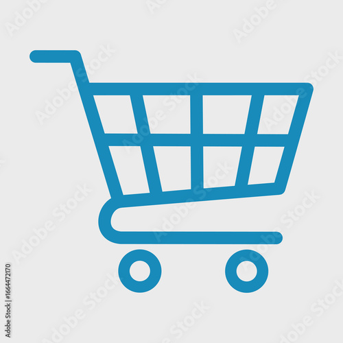 Blue Shopping Cart Icon Depicting Retail and E-Commerce Concepts