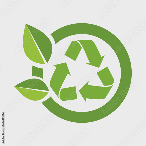 Green Recycling Symbol with Leaves Representing Eco-Friendly and Sustainable Living