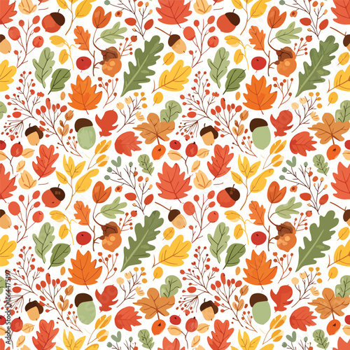 Seamless Pattern, Autumn leaves and acorns seamless pattern with fall botanical elements Stock royalty free