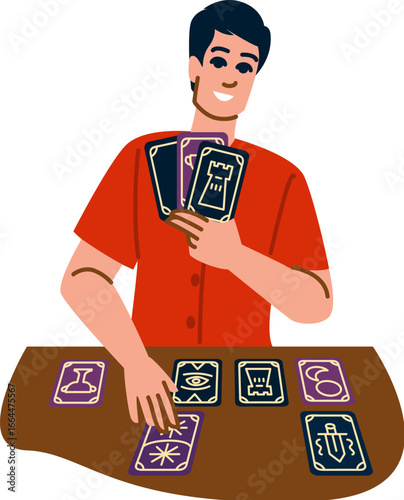 Fortune teller reading tarot cards, predicting future and destiny