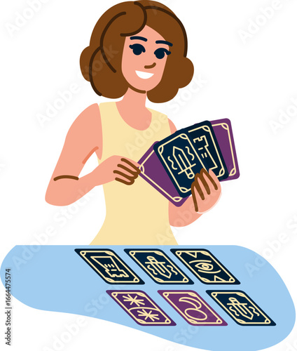 Fortune teller reading tarot cards, predicting future and destiny
