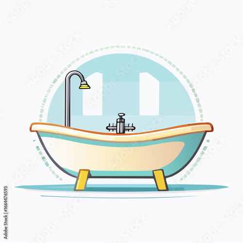 Pastel Retro Bathtub Illustration