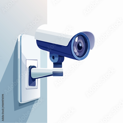 Illustration Of Security Camera On A Wall
