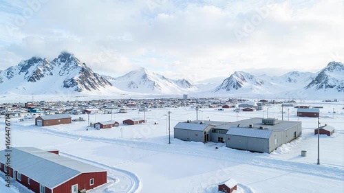 Stunning aerial drone footage captures Longyearbyen Svalbard's remote Arctic research stations and snow-covered mountains, showcasing the world's northernmost town.