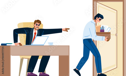 Angry boss dismissing employee from office job