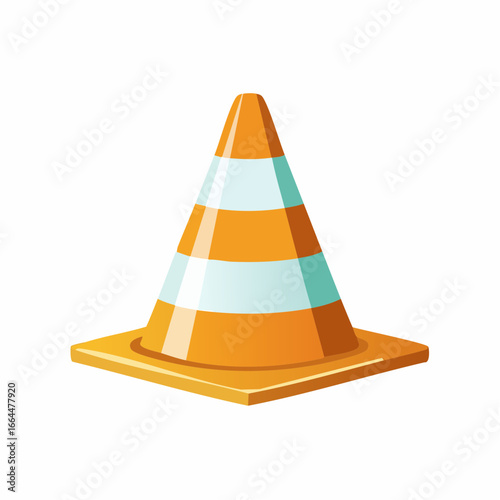 Orange Traffic Cone With White Stripes