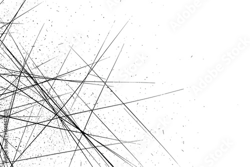 Black grunge texture with chaotic lines. Abstract scratches and spots on a white background. Vector