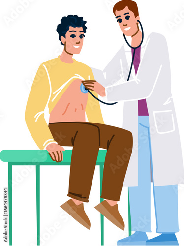 Doctor examining patient with stethoscope in medical checkup