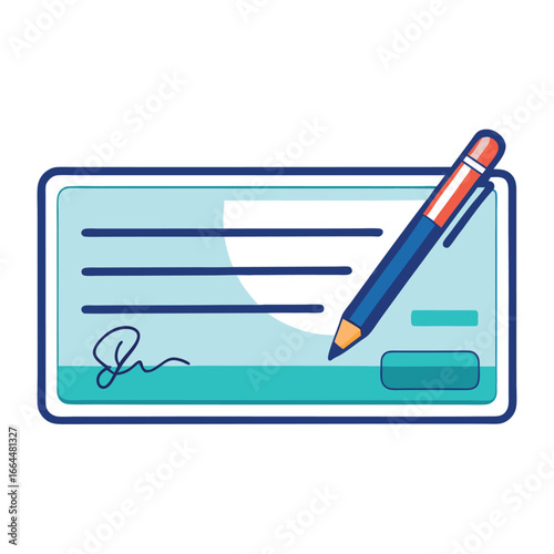 A bank check icon with an amount and signature, a simple and professional icon for financial transactions and banking.
