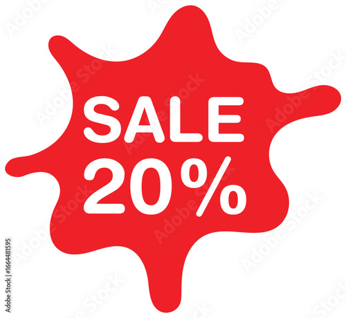 Clearance Sale 20% Label  Isolated on White Background  Vector Illustration