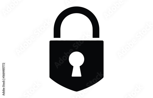 WebVector art of a black padlock, symbolizing security and protection, with a keyhole in the center, representing privacy, access control, and the safeguarding of sensitive information