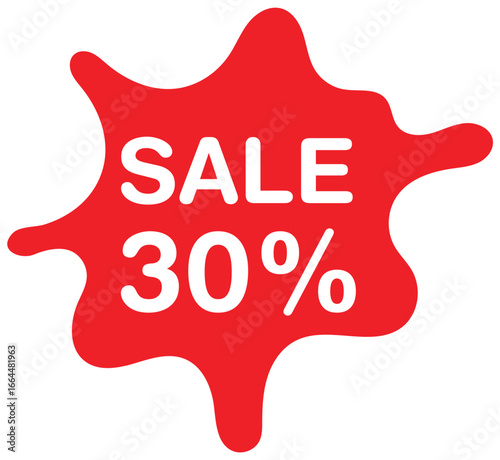 Clearance Sale 30% Label Isolated on White Background Vector Illustration
