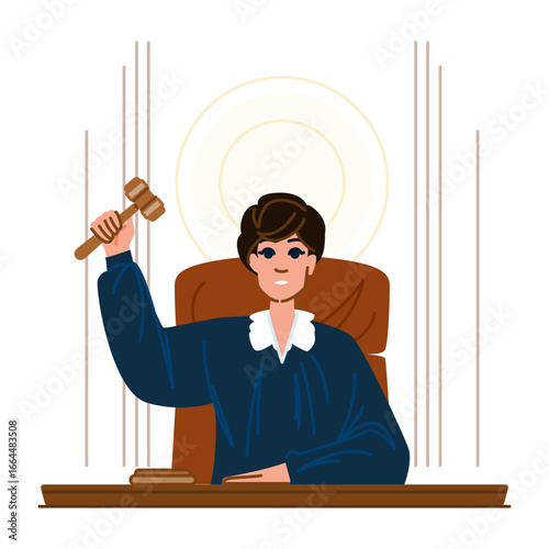 Judge striking gavel in courtroom making decision