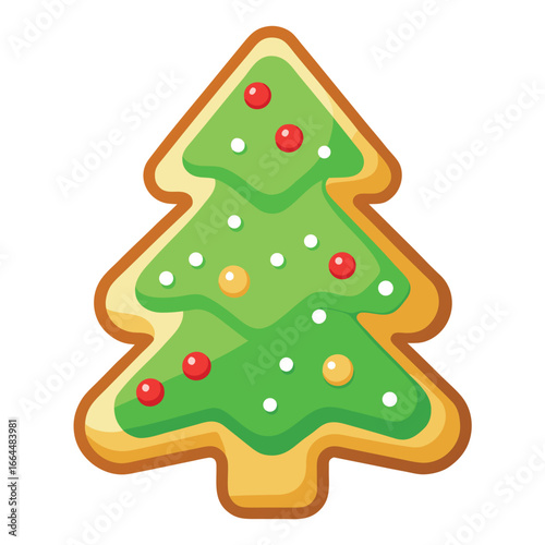 A christmas cookie shaped like a tree with icing, a sweet and simple icon for holiday baking and festive treats.