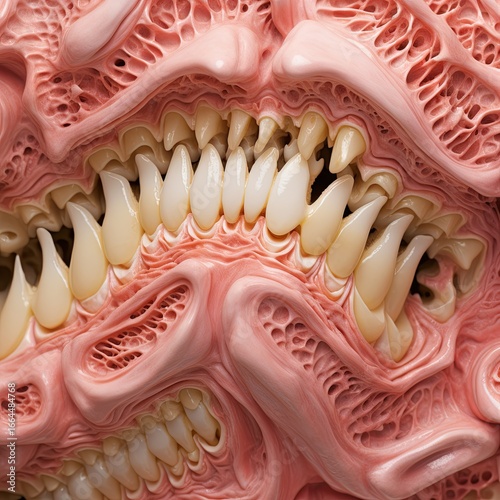 Surreal Dental Horror A Grotesque Abstraction of Teeth and Organic Tissue, Nightmare Fuel