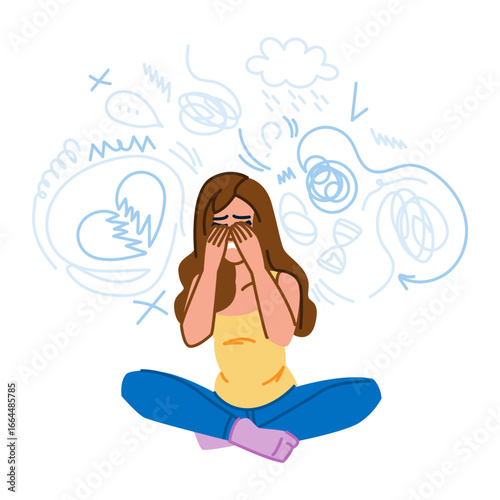 Young woman crying suffering from anxiety and depression