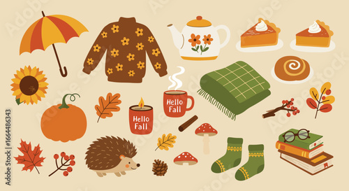Cozy Autumn Season Collection of Fall Elements.