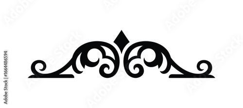 A classic and refined black ornamental scroll design element with a diamond shaped accent. Vector Illustration.