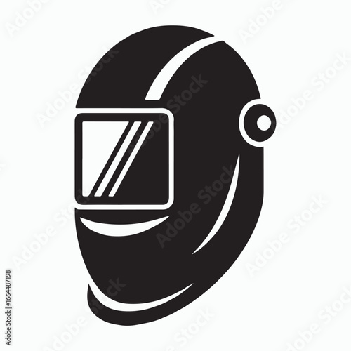 Solid welding helmet icon isolated on white background